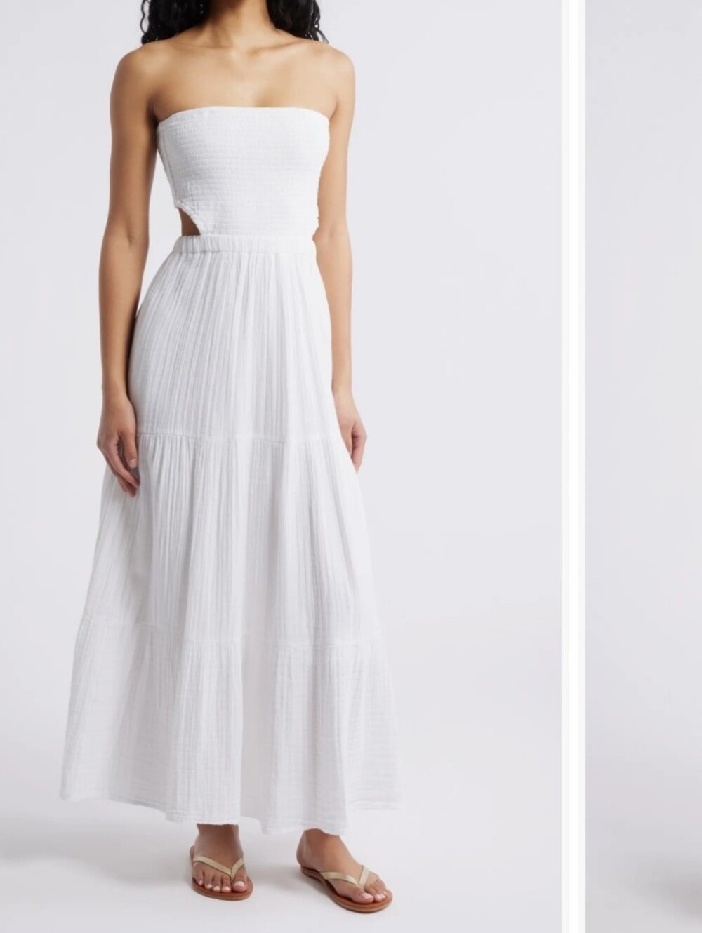 Rip Curl White Strapless Tiered Maxi Dress